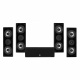 System One SC155B 5.0 högtalarpaket Högtalarpaket med fyra små högtalare och en subwoofer.