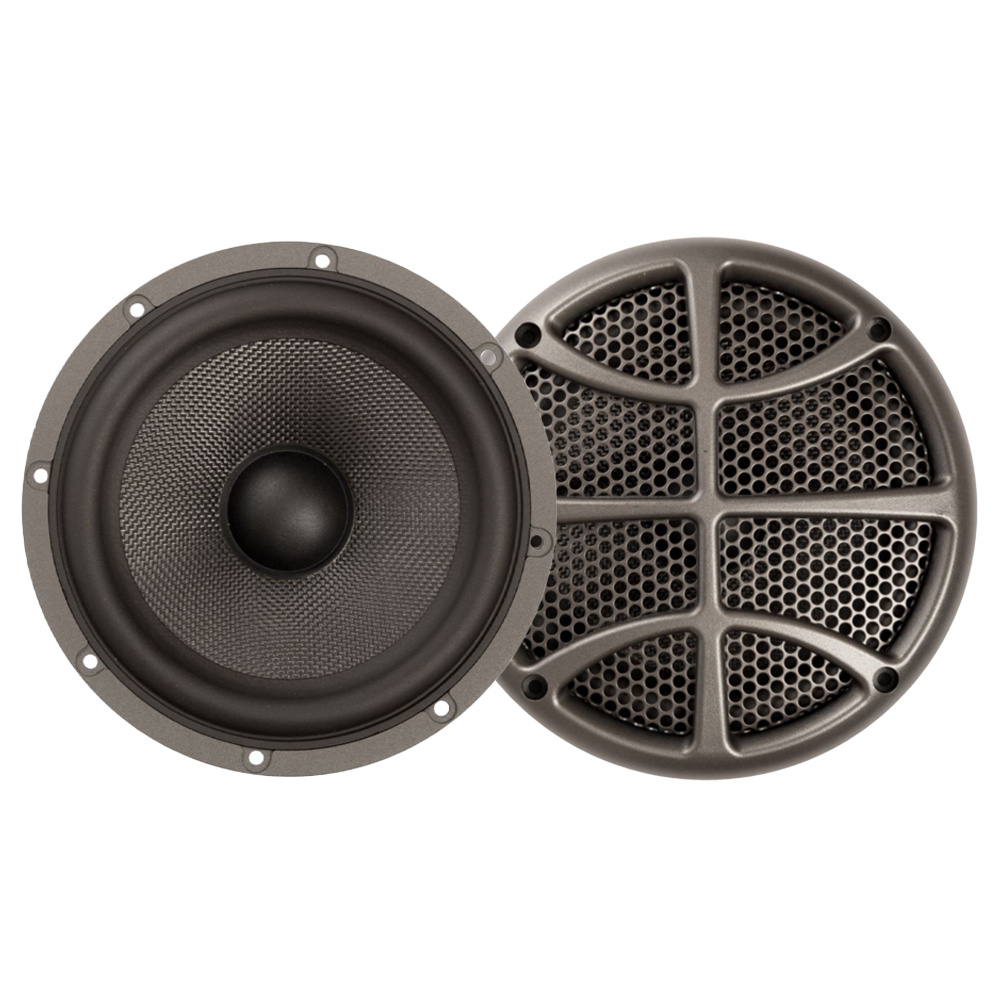 Ett 2-vägs 6.5-tums högtalarsystem med nätgaller.
