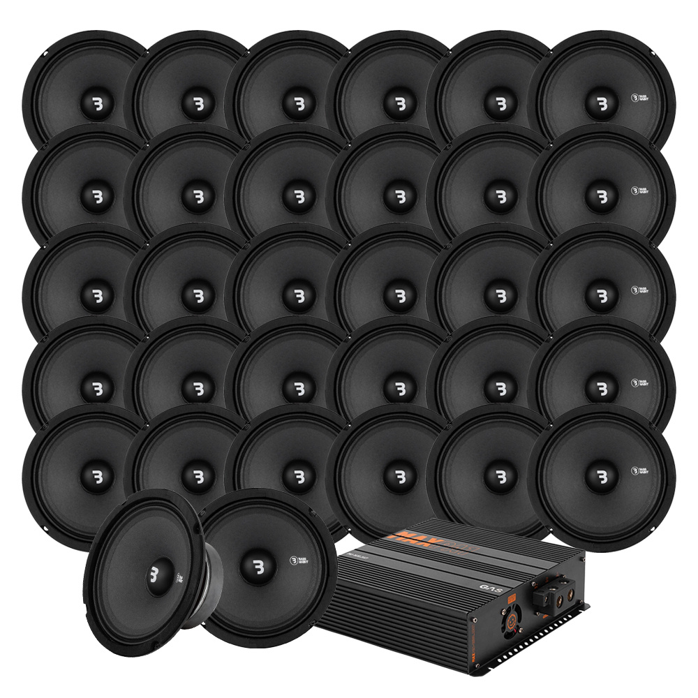 Högtalare och förstärkare i ett paket för ljudsystem.