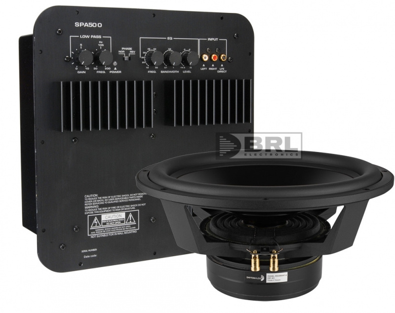 Subwoofer och förstärkare för ljudsystem.