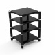 Norstone Spider 4 Hifi-rack, svart Ett svart Hifi-rack med fyra hyllor och kromade detaljer.