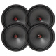 4-pack Bass Habit Rebel SR200M, 8 tums midbasar Fyra 8-tums midbasar i svart med röd logotyp.