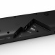 Yamaha True X Bar 50A Dolby Atmos soundbarpaket, svart En svart ljudbar med diverse anslutningar på baksidan.