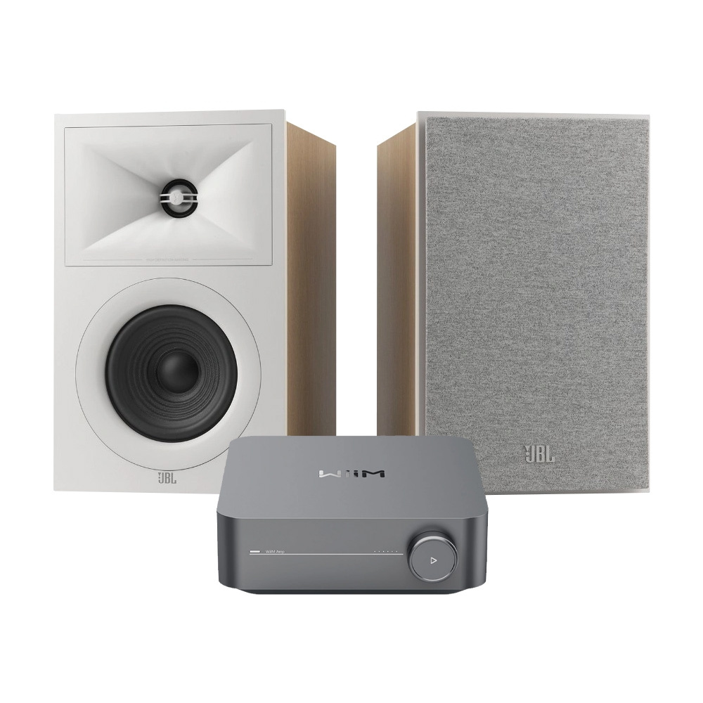 JBL Stage 250B 2.0 stereopaket med WiiM Amp Pro, vit