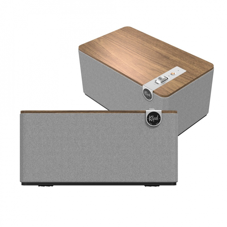 2-pack Klipsch The Three Plus Bluetooth-högtalare, valnöt