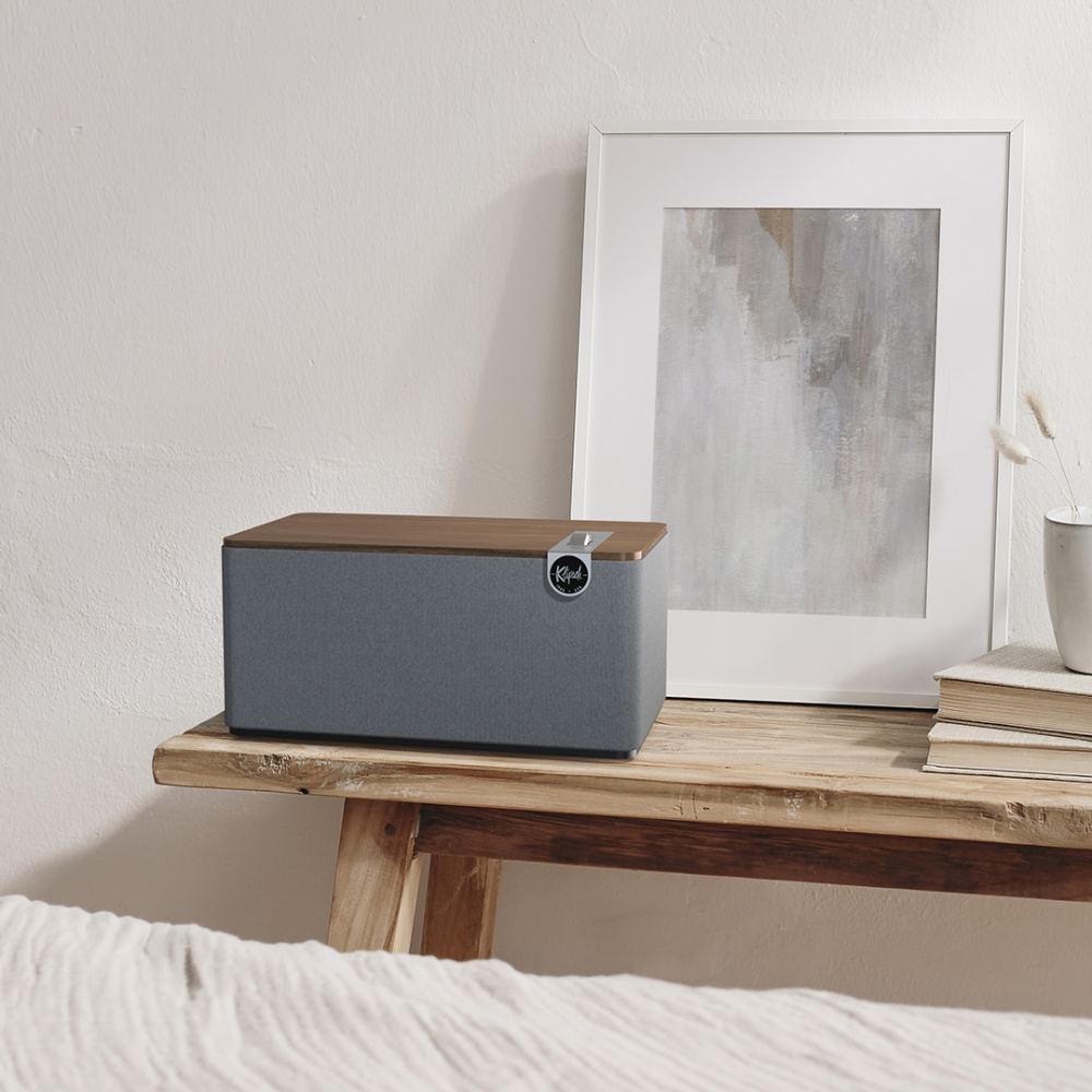 2-pack Klipsch The Three Plus Bluetooth-högtalare, valnöt