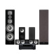 Onkyo TX-NR5100 & Dynavoice Challenger M-105 5.0 hemmabiopaket, svart Hemmabio paket med svart receiver och fyra högtalare.