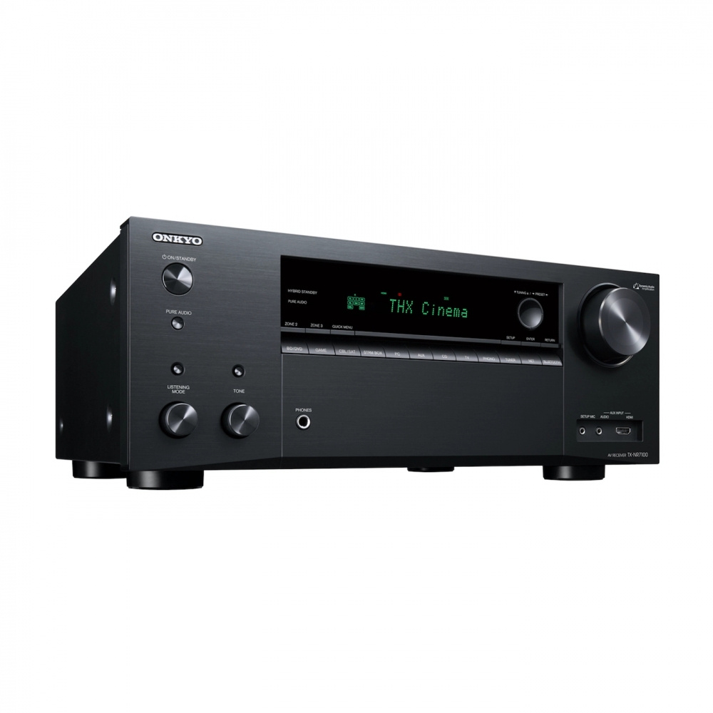 Onkyo TX-NR7100 med Dynavoice Challenger M-105 5.0 hemmabiopaket, svart