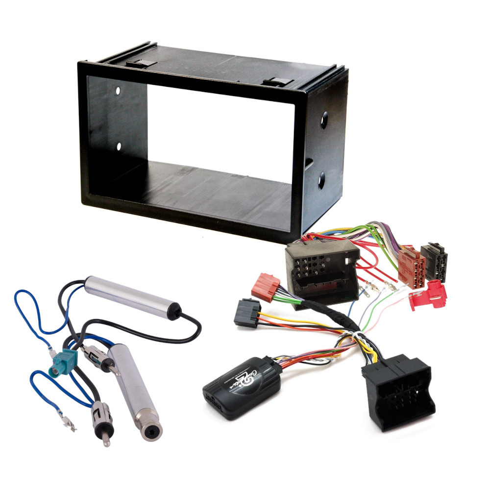 Installationspaket för 2-DIN stereo, inklusive ram och kablar för VW Transporter T5.