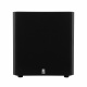 System One W120 aktiv subwoofer, svart + subwooferkabel En svart aktiv subwoofer med fyrkantig design.