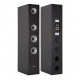 WiiM Amp & Dynavoice Challenger M-65, stereopaket Högtalare med flera enheter i svart finish, designad för stereoanvändning.