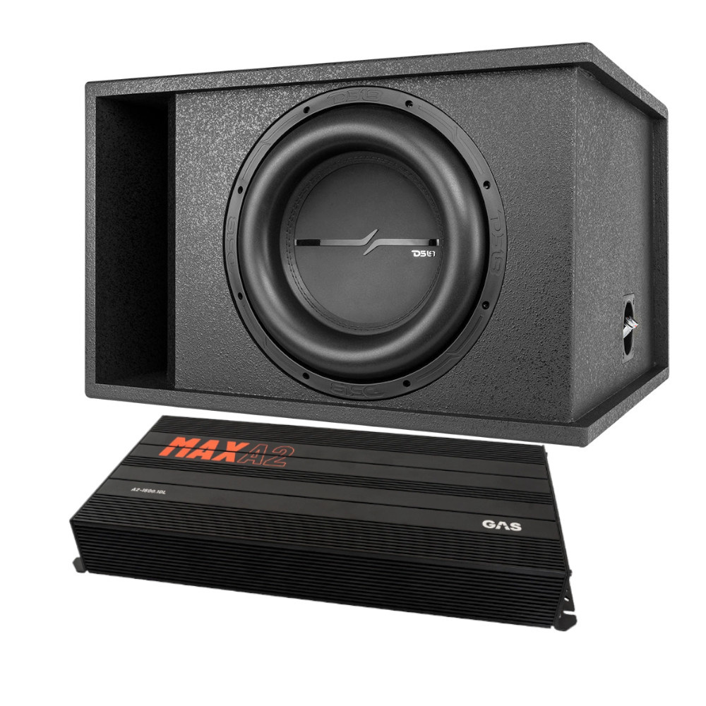 Subwoofer med låda och förstärkare för bilAudio.