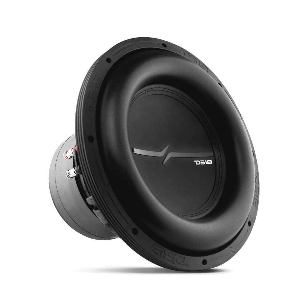 Två subwoofers i svart design för ljudsystem.